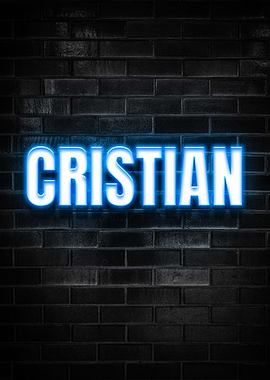 Cristian Neon Sign on Brick Wall
