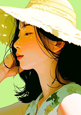 Woman in Hat Digital Art Portrait