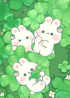 Cute Bunnies Clover Patch
