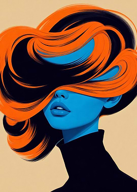 Abstract Portrait with Orange and Blue