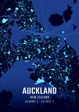 Auckland Midnight City Map