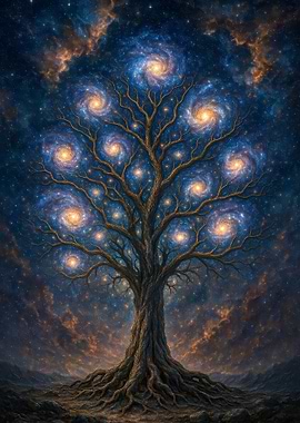 Fantasy Celestial Tree of Galaxies