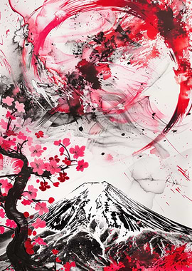 Mount Fuji with Cherry Blossoms Painting