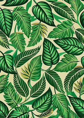 Tropical Green Leaves Pattern