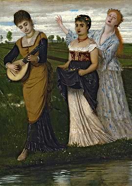 Three Women in a Field Painting