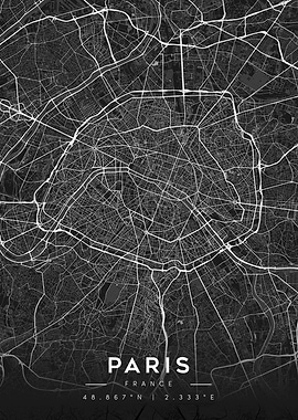 Paris City Map - Black and White