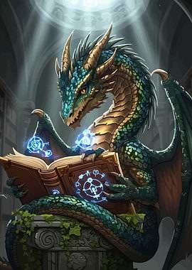 Dragon Reading Magic Book Library