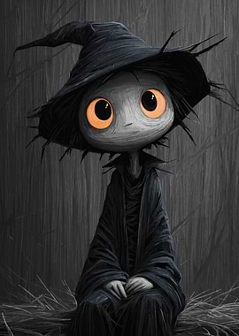 Stylized Witch Character in Dark Setting