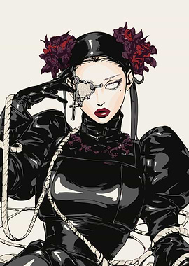 Gothic Woman with Cybernetic Eye Patch