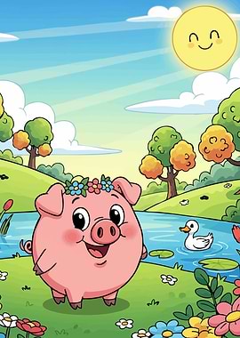 Cartoon Pig Flower Crown