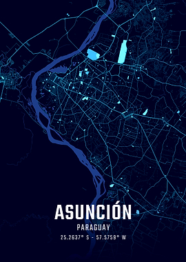 Asunción Midnight City Map