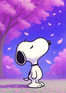 Snoopy under Cherry Blossoms