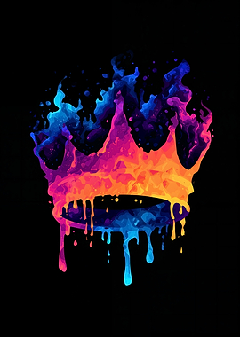 Colorful Crown with Dripping Paint Effect