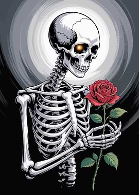 Skeleton with Rose Digital Art