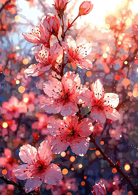 Pink Cherry Blossoms in Bloom