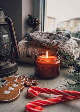Cozy Christmas Still Life by Window