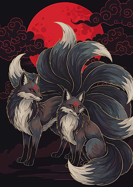 Nine-tailed Foxes Red Moon