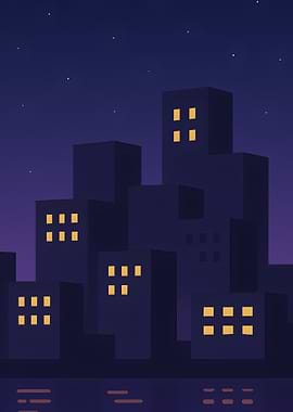 Night Cityscape Illustration
