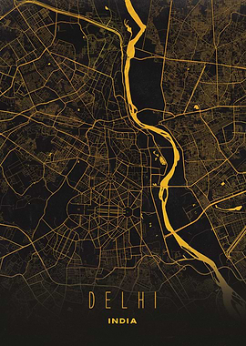 Delhi, India City Map Artwork - Modern Minimalist Street Map of Delhi's Iconic Urban Landscape