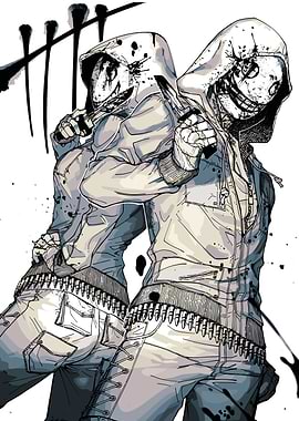 Hooded Figures with Masks and Knives