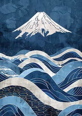 Mount Fuji and Waves Art Print