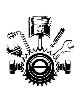 Mechanical Tools and Piston Illustration