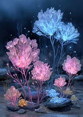 Crystal Flowers in a Mystical Garden