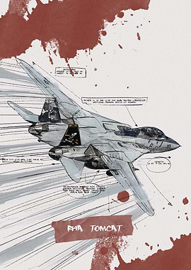 F14 Tomcat Watercolor Style Illustration