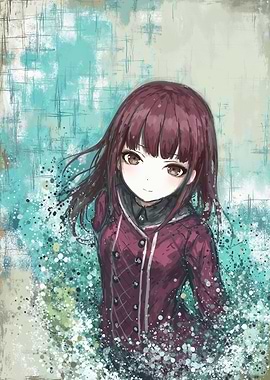 Anime Girl Portrait with Textured Background