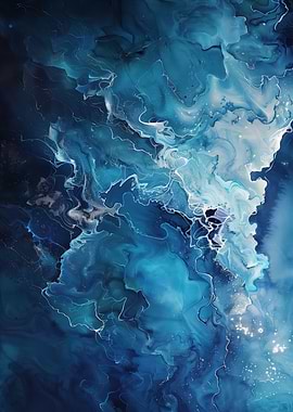 Abstract Blue Fluid Art