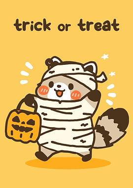 Cute Raccoon Mummy Trick or Treat