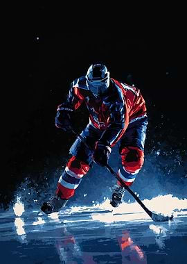 Hockey Player in Action, Digital Art