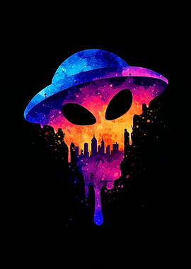 Colorful Alien Invasion Cityscape