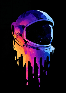 Colorful Dripping Astronaut Helmet