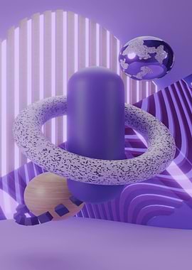 Abstract Purple 3D Geometric Composition