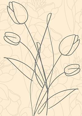 Minimalist Tulip Line Art