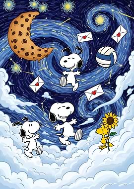 Snoopy and Friends Starry Night Parody