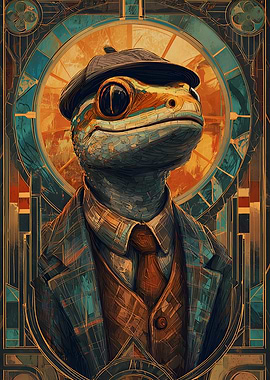 Lizard in Suit Art Deco Style