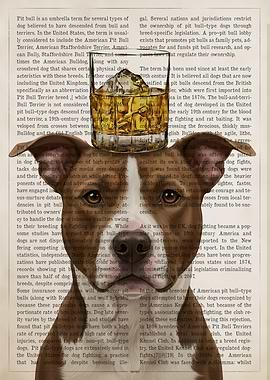 Pitbull with Whiskey Glass on Head