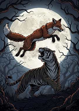 Fox Tiger Moonlight