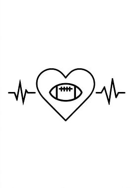 Football Heartbeat Line Art