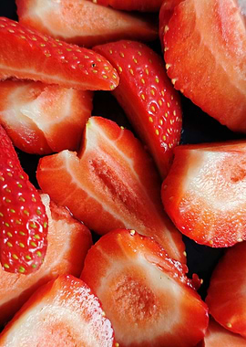 Fresh Cut Strawberries Close-Up