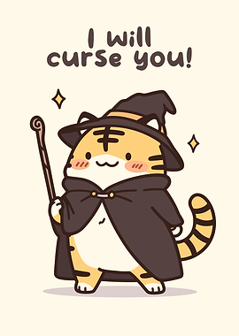 Cute Tiger Witch with Magic Wand