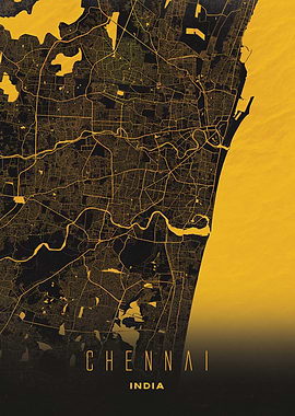 Chennai, India City Map Artwork - Modern Minimalist Street Map of Chennai's Iconic Urban Landscape