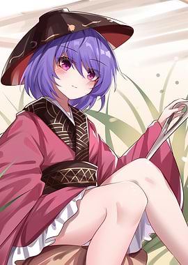 Anime Girl in Kimono with Parasol