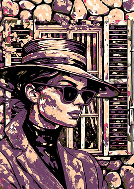 Woman in Hat and Sunglasses Portrait