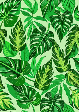Green Tropical Leaves Pattern