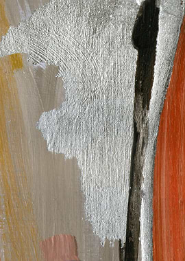 Abstract Painting with Silver and Earth Tones