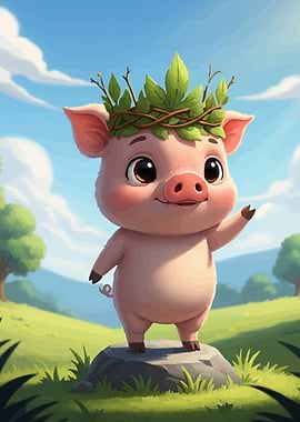 Cute Piglet Leaf Crown