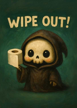 Cute Grim Reaper with Toilet Paper